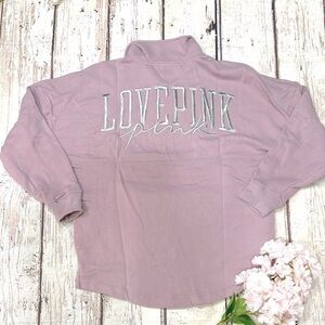 VICTORIAS SECRET PINK VARSITY HALF ZIP PULLOVER SWEATER